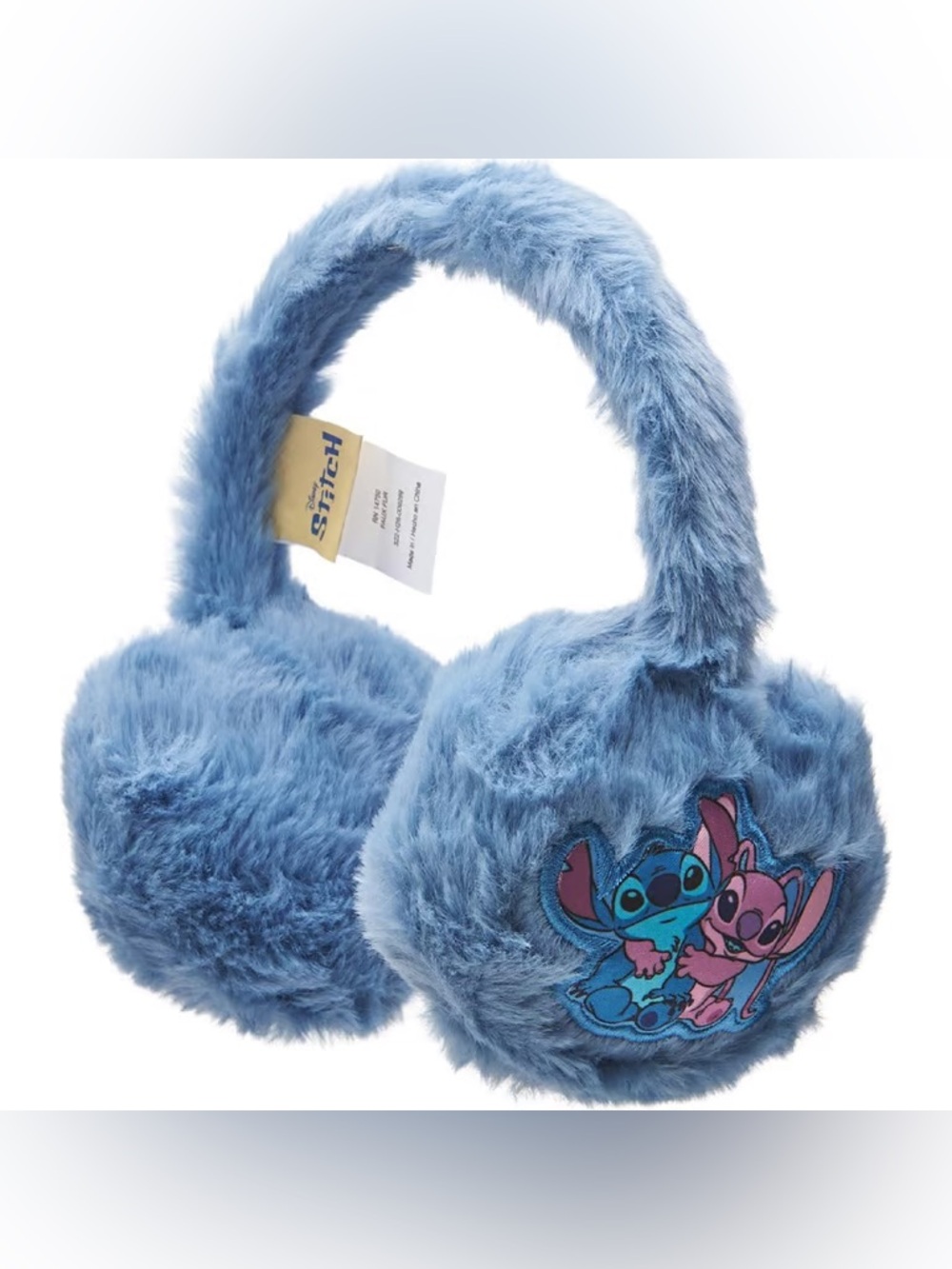Disney Stitch Plush Earmuffs Blue Faux Fur Embroidered Kids Winter Ear Warmers